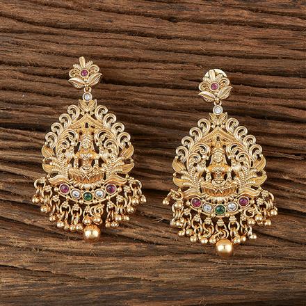Antique South Indian Earring With Matte Gold Plating