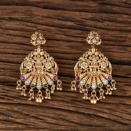 Antique Temple Earring With Matte Gold Plating
