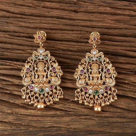 Antique Temple Earring With Matte Gold Plating