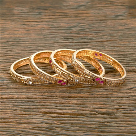 Antique Classic Bangles With Matte Gold Plating