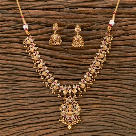 Antique Temple Necklace With Matte Gold Plating