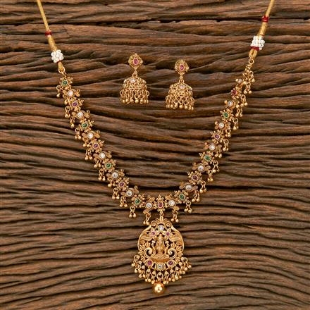 Antique Temple Necklace With Matte Gold Plating