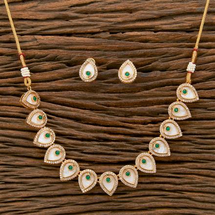 Antique Mother Of Pearl Necklace With Gold Plating