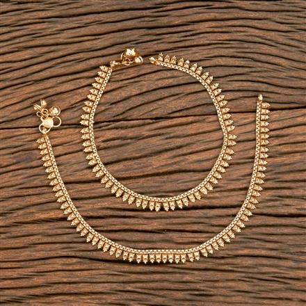 Antique Plain Matte Gold Payal With Matte Gold Plating