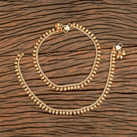 Antique Plain Matte Gold Payal With Matte Gold Plating