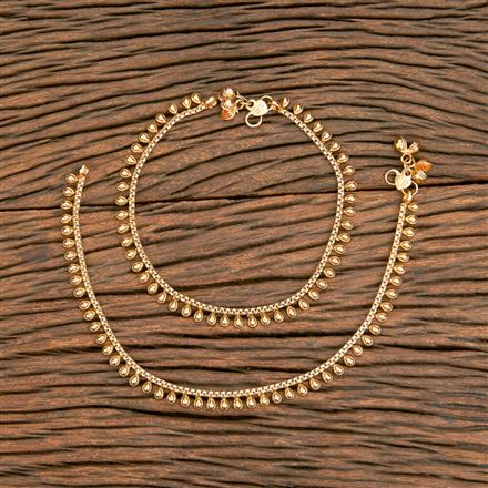 Antique Plain Matte Gold Payal With Matte Gold Plating