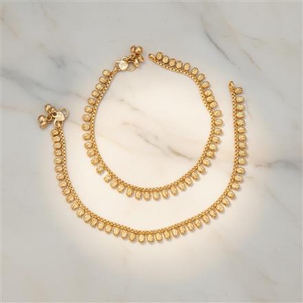 Antique Plain Matte Gold Payal With Matte Gold Plating