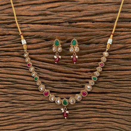 Antique Delicate Necklace With Mehndi Plating