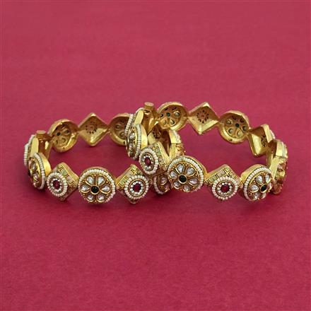 Antique Meenakari Bangles With Matte Gold Plating