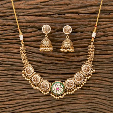 Antique Pearl Necklace With Gold Plating
