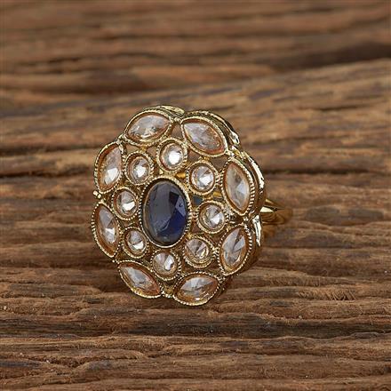 Antique Reverse Ad Stone Ring With Mehndi Plating
