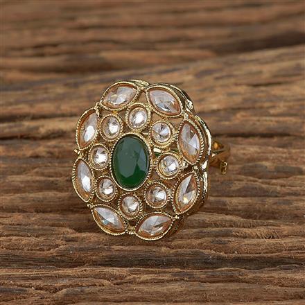 Antique Reverse Ad Stone Ring With Mehndi Plating