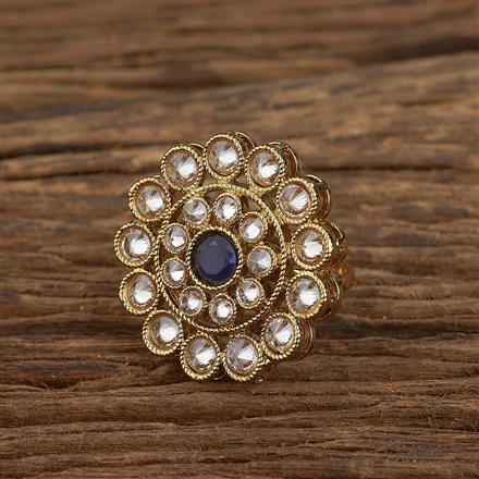 Antique Reverse Ad Stone Ring With Mehndi Plating