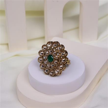Antique Reverse Ad Stone Ring With Mehndi Plating