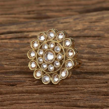 Antique Reverse Ad Stone Ring With Mehndi Plating