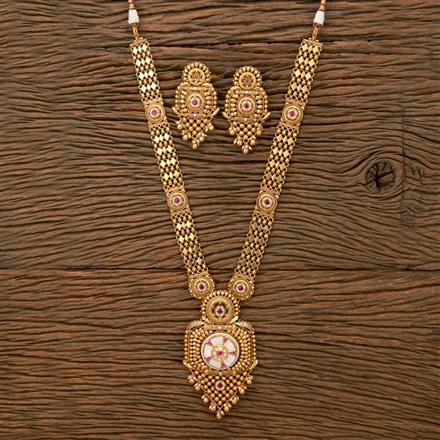Antique Mother Of Pearl Necklace With Matte Gold Plating
