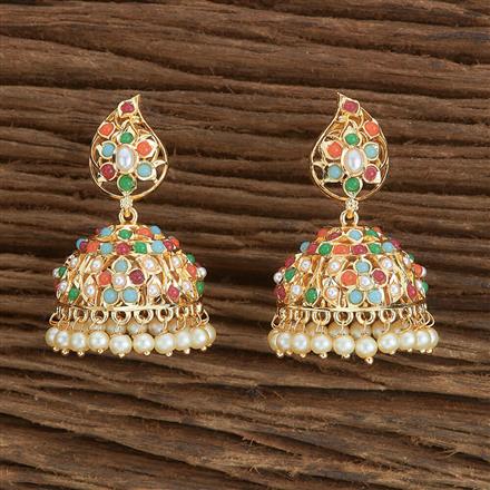Antique Pearl Jhumki With Gold Plating