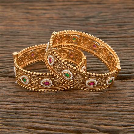 Antique Openable Bangles With Matte Gold Plating