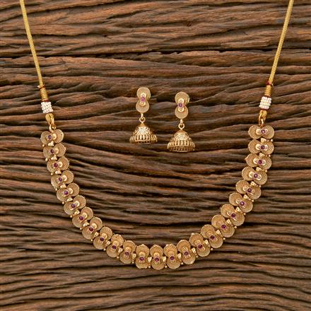 Antique Delicate Necklace With Matte Gold Plating