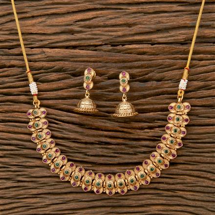 Antique Delicate Necklace With Matte Gold Plating