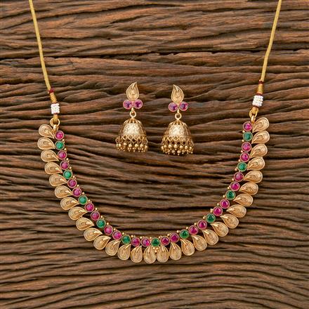 Antique Classic Necklace With Matte Gold Plating
