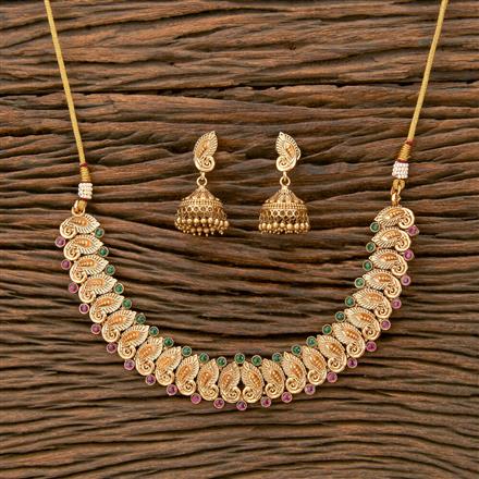 Antique Classic Necklace With Matte Gold Plating