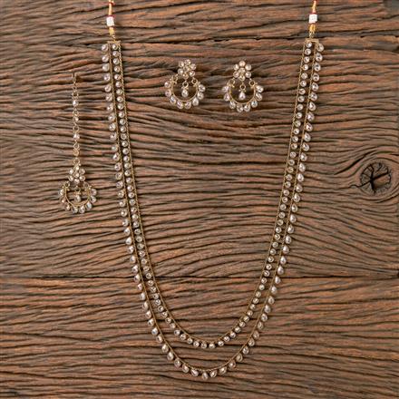 Antique Reverse Ad Stone Necklace With Mehndi Plating