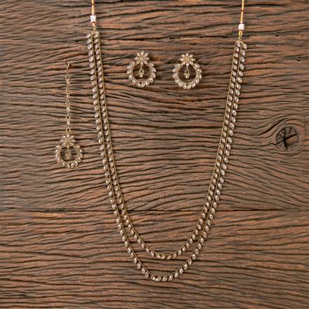 Antique Long Necklace Set With Mehndi Plating