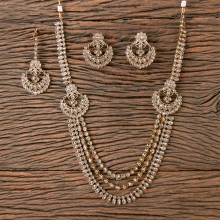 Antique Reverse Ad Stone Necklace With Mehndi Plating