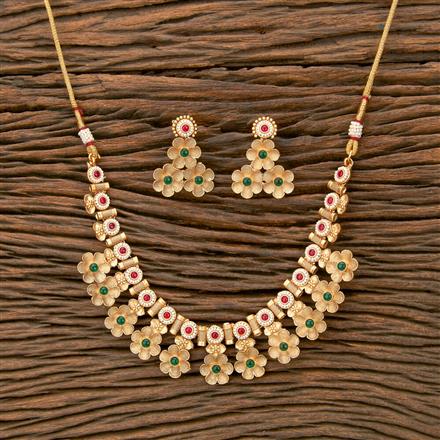 Antique Delicate Necklace With Matte Gold Plating
