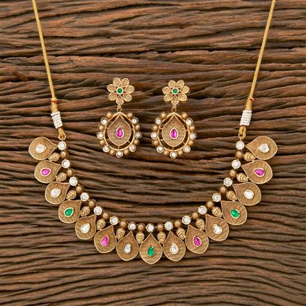 Antique Classic Necklace With Matte Gold Plating