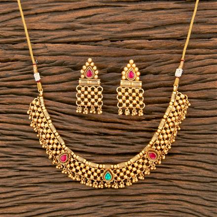 Antique Classic Necklace With Matte Gold Plating