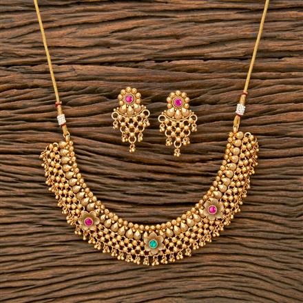Antique Classic Necklace With Matte Gold Plating
