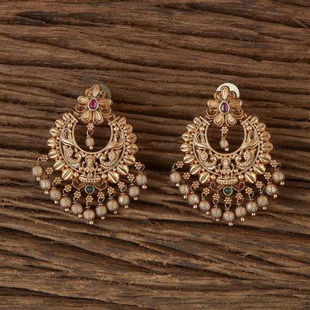 Antique South Indian Earring With Matte Gold Plating