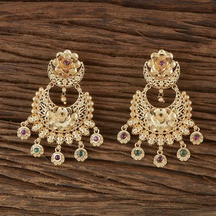 Antique Chand Earring With Matte Gold Plating
