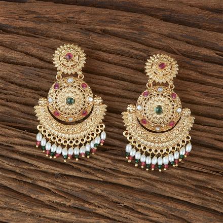 Antique Chand Earring With Matte Gold Plating