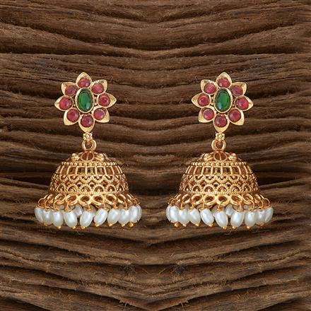 Antique Jhumki With Matte Gold Plating
