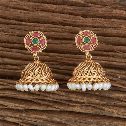 Antique Jhumki With Matte Gold Plating