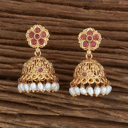Antique Jhumki With Matte Gold Plating