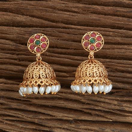 Antique Jhumki With Matte Gold Plating