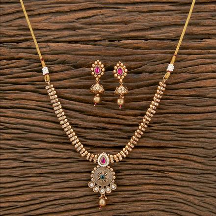 Antique Classic Necklace With Matte Gold Plating