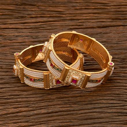 Antique Meenakari Bangles With Matte Gold Plating