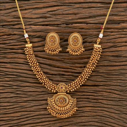 Antique South Indian Necklace With Matte Gold Plating