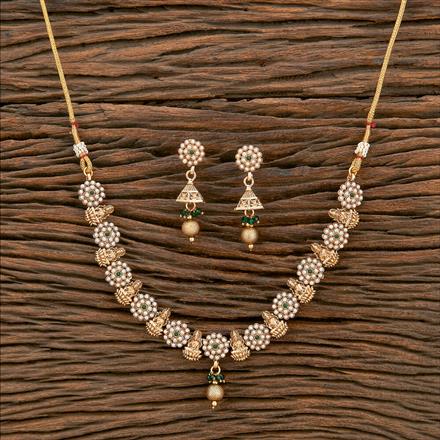 Antique Temple Necklace With Matte Gold Plating