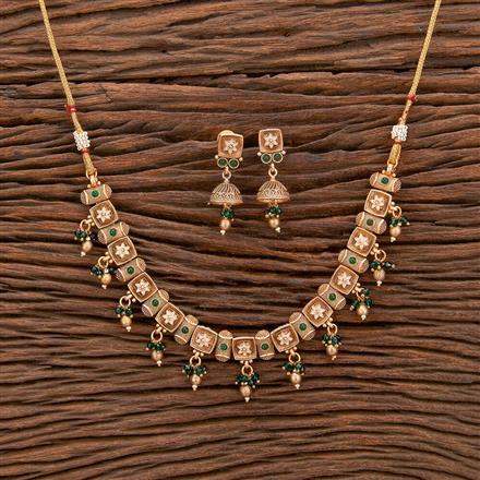 Antique Meenakari Necklace With Matte Gold Plating