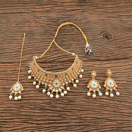 Antique Mukut Necklace With Matte Gold Plating