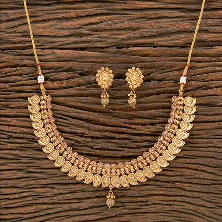 Antique Temple Necklace With Matte Gold Plating