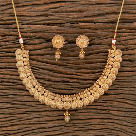Antique Temple Necklace With Matte Gold Plating