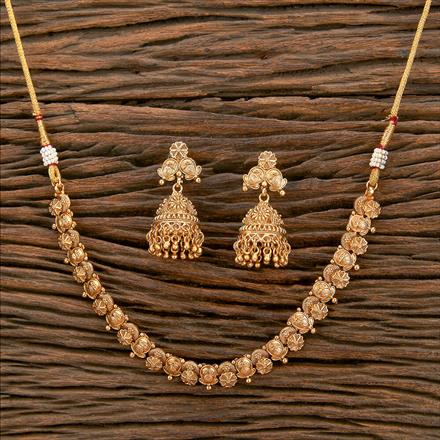 Antique Delicate Necklace With Matte Gold Plating