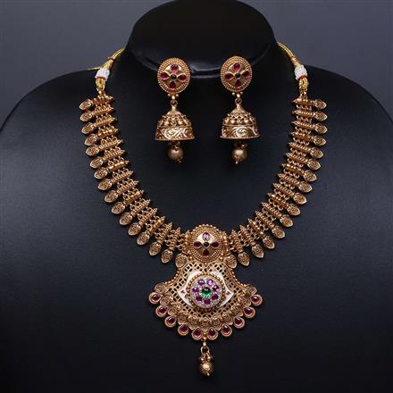 Antique Classic Necklace With Matte Gold Plating